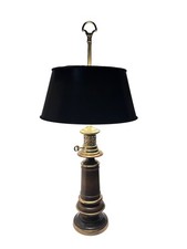 Warren Kessler Brass 2 Light  Lamp French 1800’s Style 32” Metal Shade Vintage picture