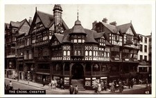 The Cross Chester England Tudor Style Vintage Postcard People Street Scene picture
