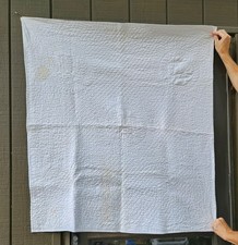 Antique 19thc White On White Whitework Baby Quilt 42x38