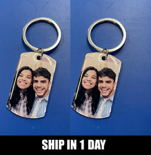 2 x Personalized  Couple Photo Keychain Coated Key Chain Picture Gift for Couple picture