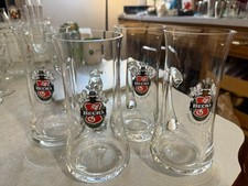 RARE FIND 4 VINTAGE BECK'S THIN GLASS BEER MUGS WITH HANDLES picture