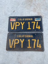 Original Matching Pair of 1963 California Black License Plates (VPY 174) picture