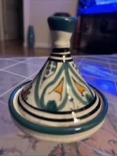 Vintage Moroccan Safi Mini Tagine Signed Hand Painted Artisan Pottery 3.5” picture