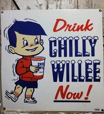 VINTAGE CHILLY WILLEE PORCELAIN SIGN 30
