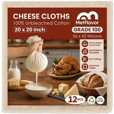 12Pcs Unbleached Cheese Cloths for Straining 20x20Inch Reusable Value Pack picture