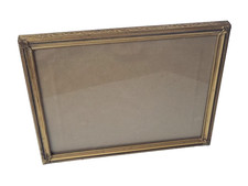 Antique 1900s Art Deco Arched Ornate Floral Leaves Brass 9X7 Frame Victorian picture