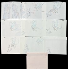 Bleach : Byakuya Kuchiki vs ToshiroHitsugaya animation genga 10 pc set Anime picture
