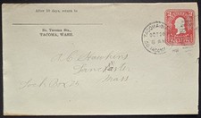 1937 Tacoma WA to Lancaster MA Cover - 2 Cent Washington Stamp - Vintage Postmar picture