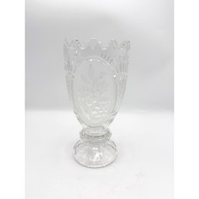 Vtg Kristal Zajecar Footed Vase Lead Crystal Yugoslavia Rare grapes flowers picture