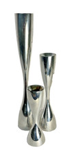Three 90s NAMBE Numbered Graduated Silver Metal Alloy Candlesticks picture