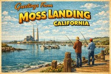 Greetings from MOSS LANDING, CALIFORNIA Modern Vintage Postcard D335 picture