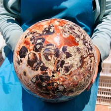 20.7LB Natural Jin Money Agate Sphere Quartz Crystal Ball Specimen Healing picture