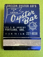 Dan & Louis Oyster Bar, Portland OR Rest. Matchbook; Vintage, Blue, UnstrucK +++ picture