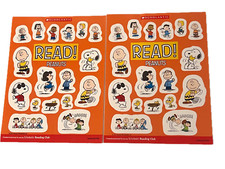 PEANUTS gang Snoopy Scholastic Reading Club two sheets of stickers 2015 picture