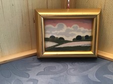 Vtg PORSGRUND Porcelain Art Tile of Landscape Norway by Anne Marie Odegaard picture