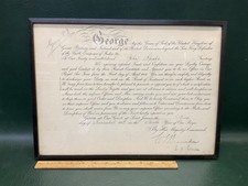 Signed King George V of England WW1 RAF Document Dated 1st April 1918 ~ Framed picture