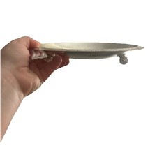 Vintage EP Brass Germany Brushed Silver Plate / Brass Footed Candy Dish Tray picture