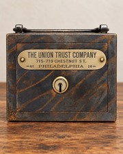 1901 ANTIQUE UNION TRUST BANK - PHILADELPHIA METAL LOCKBOX HISTORIC COLLECTIBLE picture