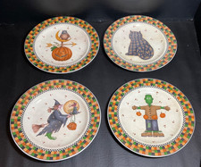 Vintage 1998 Debbie Mumm Sakura Halloween 4 Salad Dessert Plates Stoneware Set picture