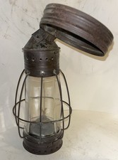 Antique Fixed Globe Whale Oil Lantern Eight-Paneled Colorless Tapered Globe picture