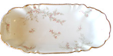 Vintage Dresoen Germany Floral Gold Trimmed Dish/Bowl 12'' Long x 5 1/2'' Wide picture