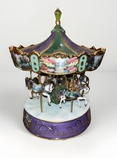 Vintage Thomas Kincaid Victorian Musical Carousel With Gold Plated Accents 🎠 picture