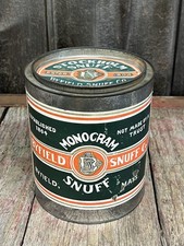 🔥RARE Early Monogram Snuff Byfield Snuff Company of Byfield MA Tobacco Tin picture