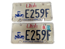 UTAH VINTAGE VEHICLE ANTIQUE LICENSE PLATE PAIR, Used & Expired picture
