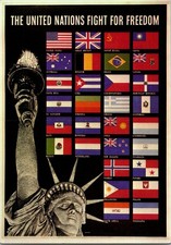 Liberty United States WWII Flags World War II Poster Continental Postcard B451 picture