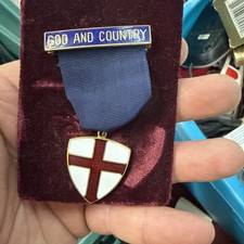 Vintage GOD & COUNTRY Award MEDAL Protestant Christian picture