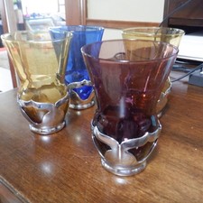 Vintage Krome Kraft Farber Bros NY Stemless Wine Glasses 5