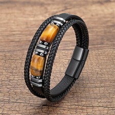 Woven Leather Fashion Healing Power Men's Lucky Bracelet Gift - picture