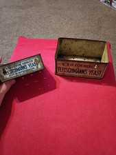Vintage Fleischmann's Yeast Wall Hanging Tin Lot Of 2 Country Store Advertising  picture