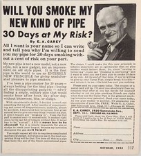 1955 Print Ad New Kind of Smoking Pipe from E.A. Carey 30 Days Free Chicago,IL picture