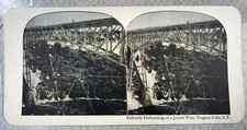 Daredevil Clifford Calverley Tightrope Walker Over Niagara Falls Stereoview picture
