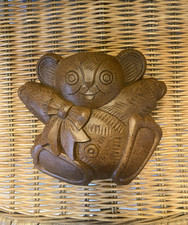Vintage  homco  brown teddy Bear Wall Pocket plastic Planter nursery baby decor picture