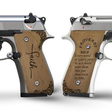 Zib Bible Verses Wooden Grips for Beretta 92FS/M9, Beechwood Proverbs 30:5 picture