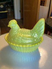 Westmoreland Hen On Nest Carnival Iridescent Glass Dandelion by Rosso picture