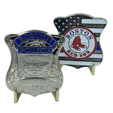 KK-009 SILVER Boston Police Red Sox Fenway Park Detail Challenge Coin Thin Blue picture