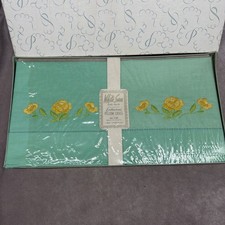 Vtg White Swan Embroidered Pillow Cases 42X36 Pair 160 Threads Mint Green Flower picture