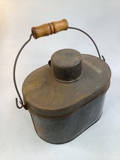 Antique Lisk Coal Miner Railroad Worker Tin Lunchbox Wood Handle 1890s (H1) picture
