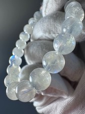 Genuine Madagascar Rainbow Moonstone Bracelet 8.5 mm 9mm 10mm Glowing Blue Flash picture