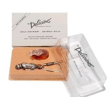 Vintage Gale Hayman Pewter Key Chain & Perfum Miniature Delicious Beverly Hills  picture