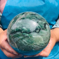 5.41LB Natural Water Grass Agate Ball Quartz Crystal Mineral Healing Sample 6019 picture