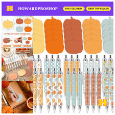 60Pcs Fall Stationery Set - Pumpkin Sticky Notes & Ballpoint Pens for Autumn Par picture