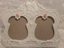 vintage 1994 Enesco Precious Moments double photo frame, raised floral details picture