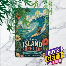 Hawaiian Themed Beer Tin Sign Vintage Island Beach Bar Metal Plaque picture