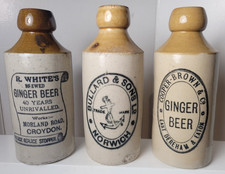 Vintage Antique (3) English Stoneware Screw-top Ginger Beer Bottle Bottles LOT J picture