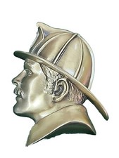 Fireman Head FD 6 x 8 Metal Casting 3D Shadowbox or Plaque Mount Cast Zinc Large picture