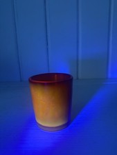 Vintage Glass Ruby Red Glass Votive Holder Uranium Glass UV Glow 2.5
